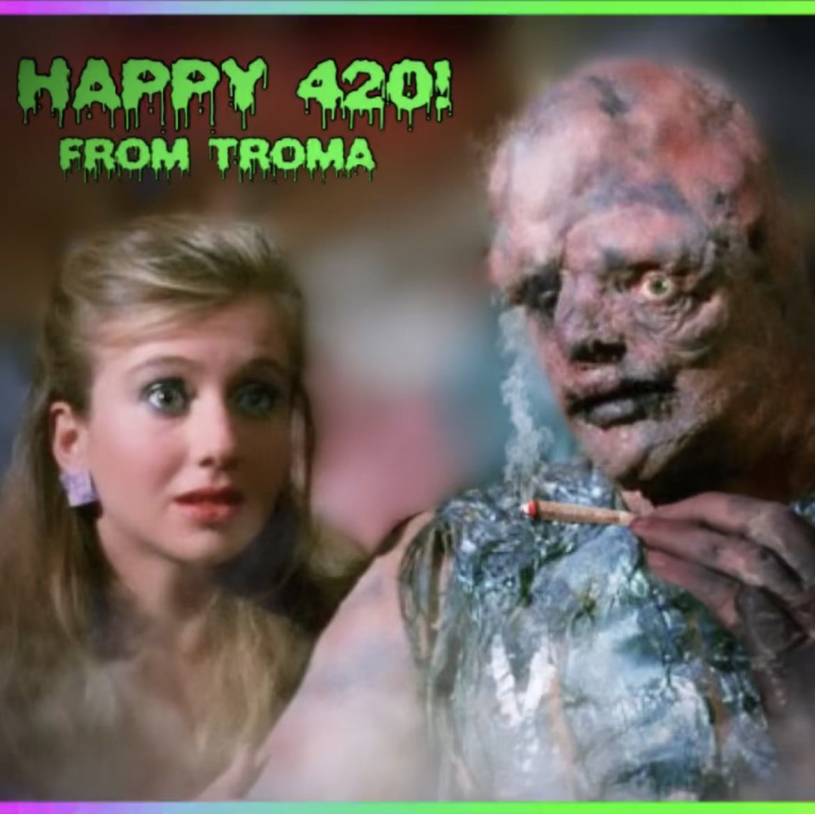 Hey Tox! You gonna pass that around or what? HAVE A TROMATASTIC 420! #thetoxicavenger #troma #420day #fun #vintagemovies #indiefilm #film #indie #horror #classichorror