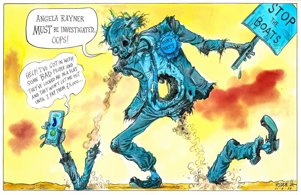 Chris Riddell on the zombie Tory government falling apart at the seams #GeneralElectionN0W – political cartoon gallery in London original-political-cartoon.com