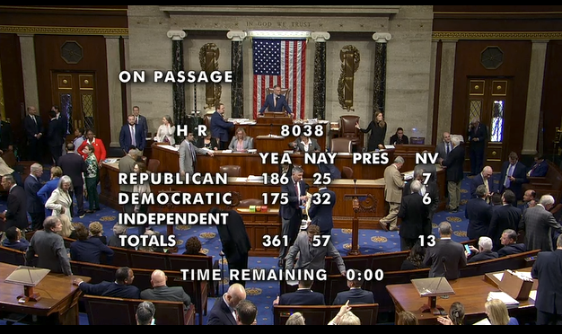 De eerste bill van de 4, die de President toestemming geeft voor sancties tegen Rusland & Iran is er doorheen met een ruime meerderheid.