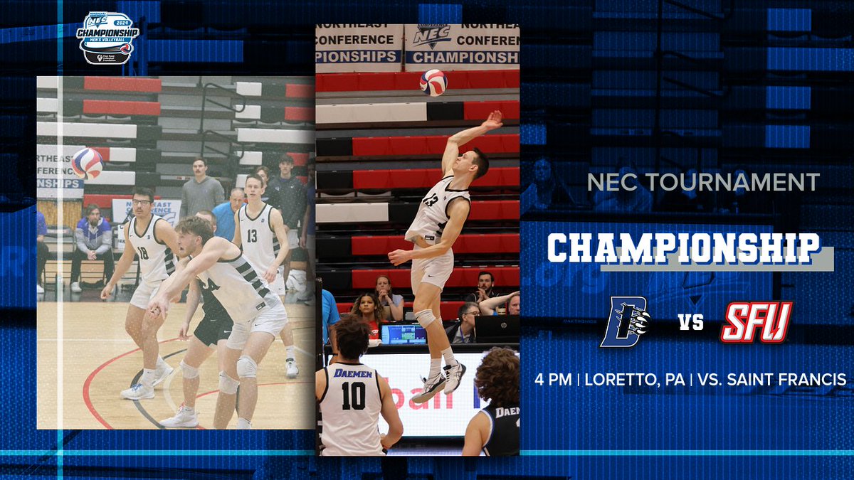 DaemenMVB's tweet photo. Championship match day!!! We take on #1 seed Saint Francis today at 4 PM in Loretto, PA. 

The @NECsports title is on the line, let's go Wildcats!! https://t.co/FeAQaMvD41