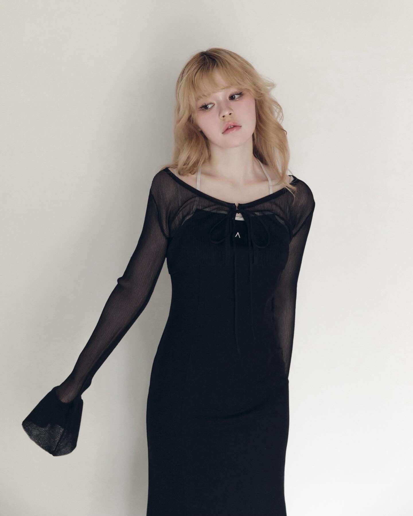 【未開封】ANDMARY Sheer ribbon cardigan Black 未開封】ANDMARY Sheer ribbon cardigan Black
