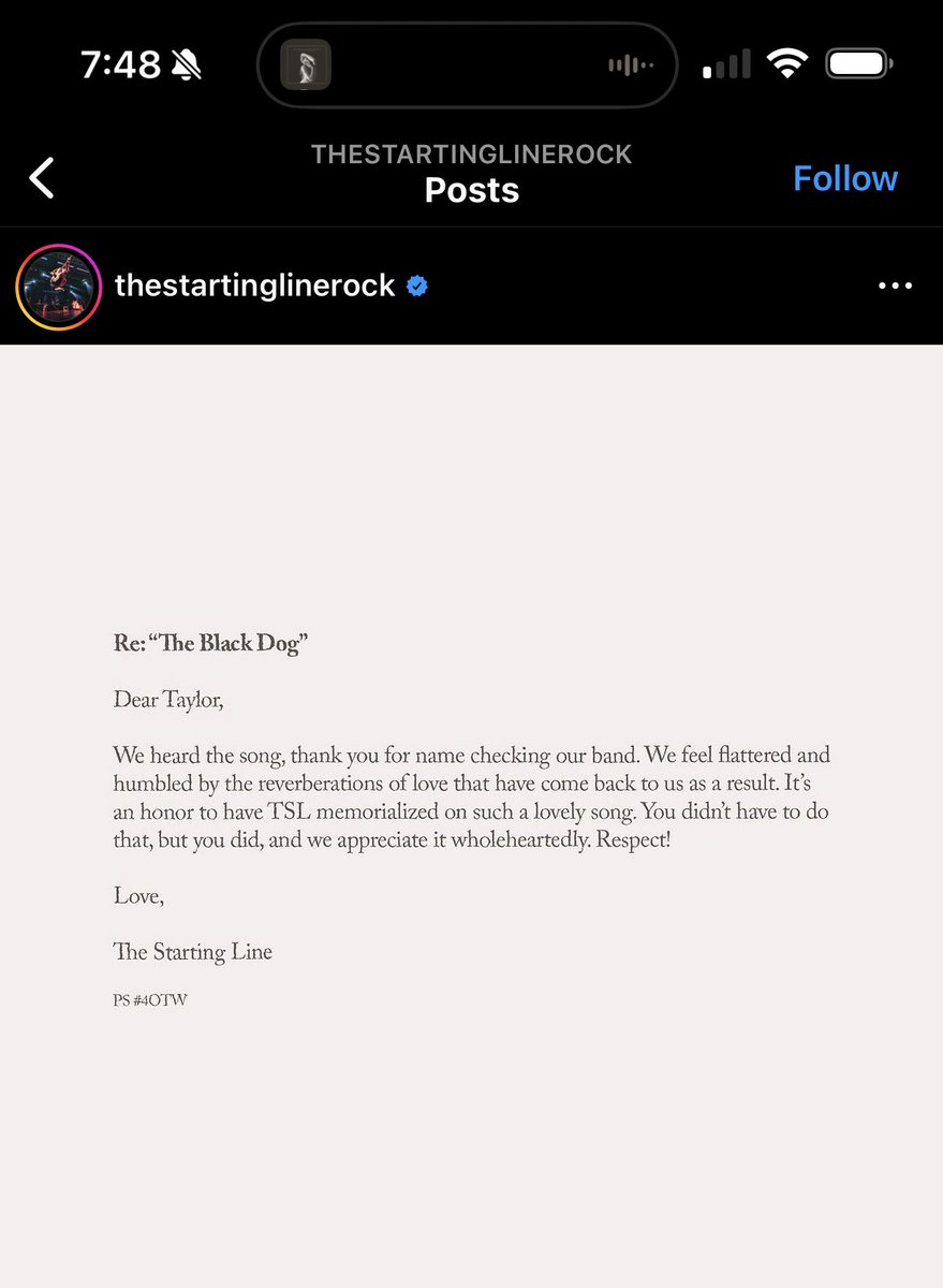 Omg the Starting Line’s post about The Black Dog!!! 🥹 #TSTTPD