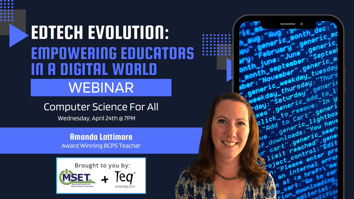 🚀 Join us for an insightful webinar on 'EdTech Evolution: Computer Science For All' 🖥️ Dive into the world of CS education and discover how to leverage resources from @codeorg to meet students' needs at every level! Register now: msetonline.org/event-5679932 #EdTech #ComputerScience