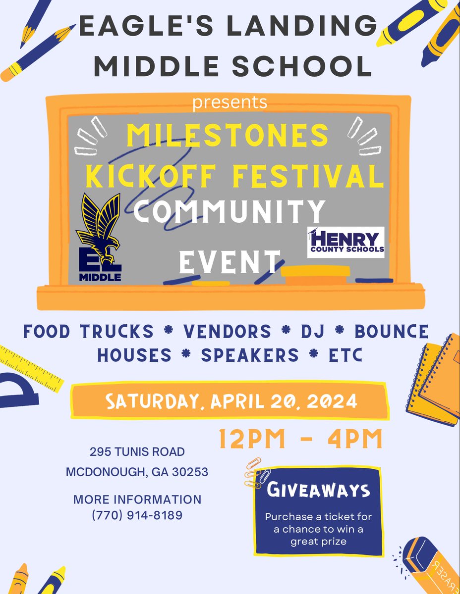 Today is our 3rd Annual Milestones Community Festival. Come on out and enjoy the food trucks,vendors,student performances speaker Dr. Samuels from Dutchtown High School and special guest speaker Tom Jones from channel 2 news.