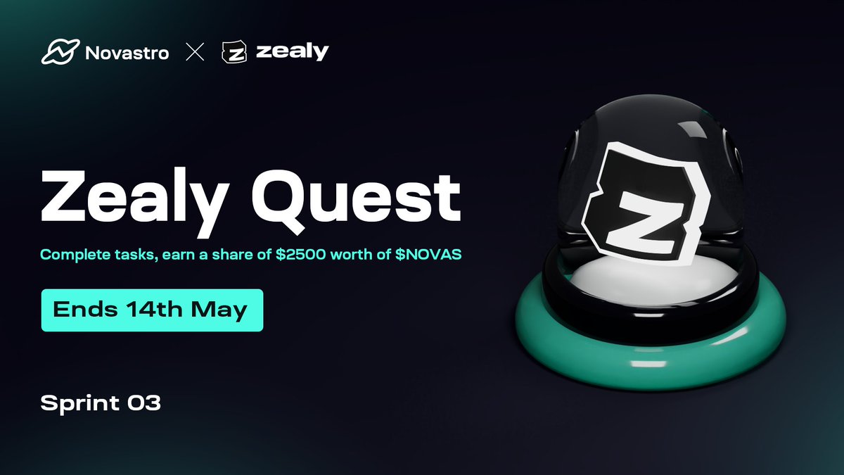 After Rebranding What's next? Don't worry @Novastro_xyz Got you fam! 😀 Zealy Sprint is now live guys! Come and join us and be part of the top players who will get a share of $2500 worth of $NOVAS. If you haven't won their contest, this is the time to join and win. LFG!