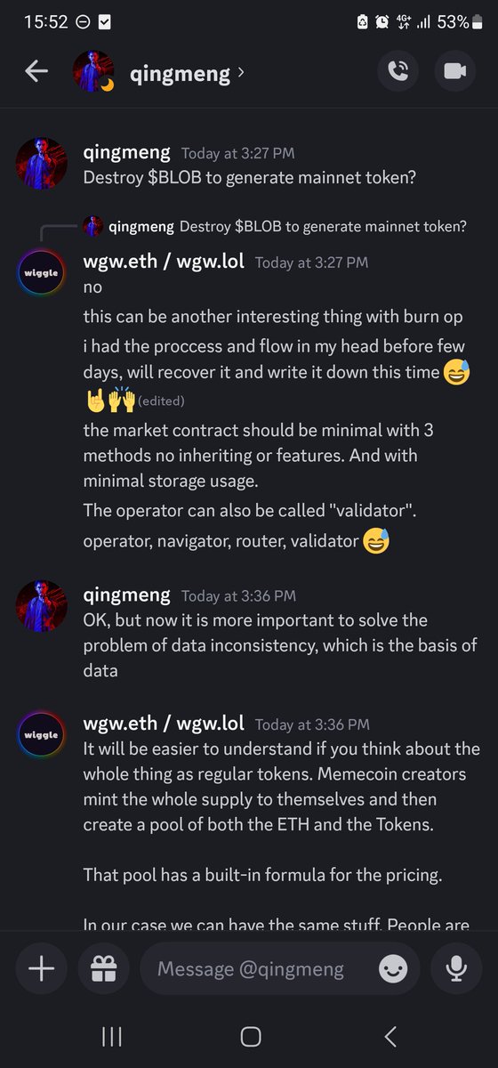 wgw_eth's tweet image. A #blob20 market/dex.

More detailed later today on the spec document and here on twitter.

It will add additional operations, some like swap, trade, sell, swapExactTokensForEth, swapEthForTokens.

I told you we could do DEX.

#blobscriptions #ethscriptions #eip4844 #esip8