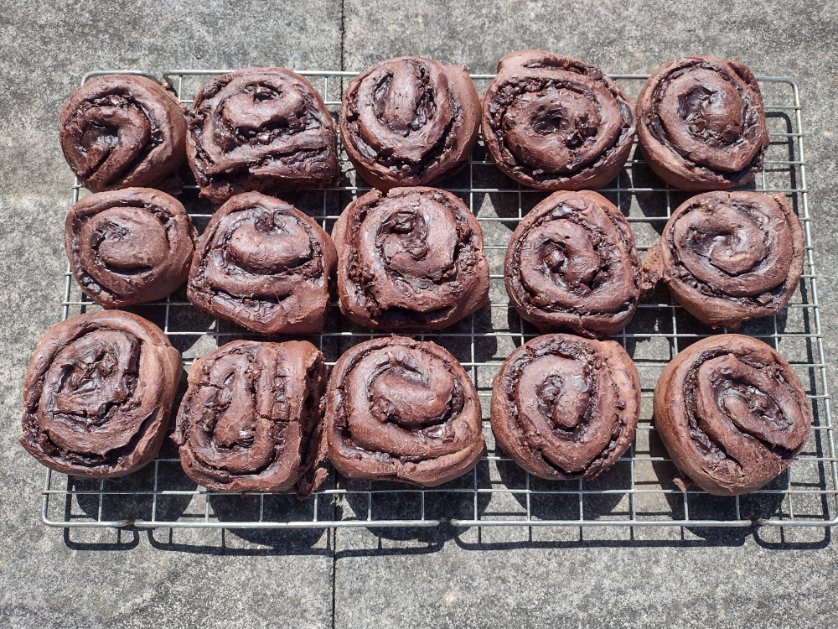 Chocolate swirls - adapted @RichardBertinet chocolate bun recipe, from his 'DOUGH' book.