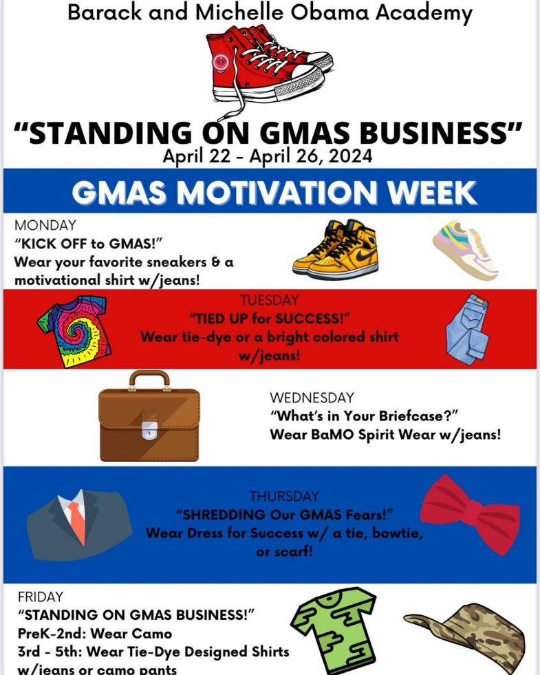 📣 #BAMOEagles listen up we are #StandingonGMASbusiness #letsgo check out the flyer for the daily attire!! Support our 3-5Ss as the #GMAS approaches! @apsupdate @robinviews @ap_holloman #Atlantapublicschools