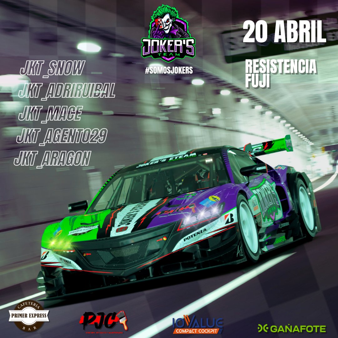 #GT7 #Raceday 
🏁¡Dentro de nada empezamos las 7'5 Hr de Fuji <a href="/Tururu233/">LOBO23 THE GOAT</a>!🏁

🚗| Honda NSX GT '16
🗺️| Fuji Speedway
👤| #agent029 <a href="/AdriRuibal/">Adri Ruibal</a> <a href="/elmaceh_/">Iván Maceiras</a> @JKT_Snow51 <a href="/a_aragon07/">Á. Aragón</a>
⏰| 15:00
🖌️| <a href="/AJSF_design/">AJSF_design</a>
🪧| <a href="/DanielMosteiro/">Daniel Mosteiro</a>
📺| Sigue la retransmisión en twitch.tv/lobo__23