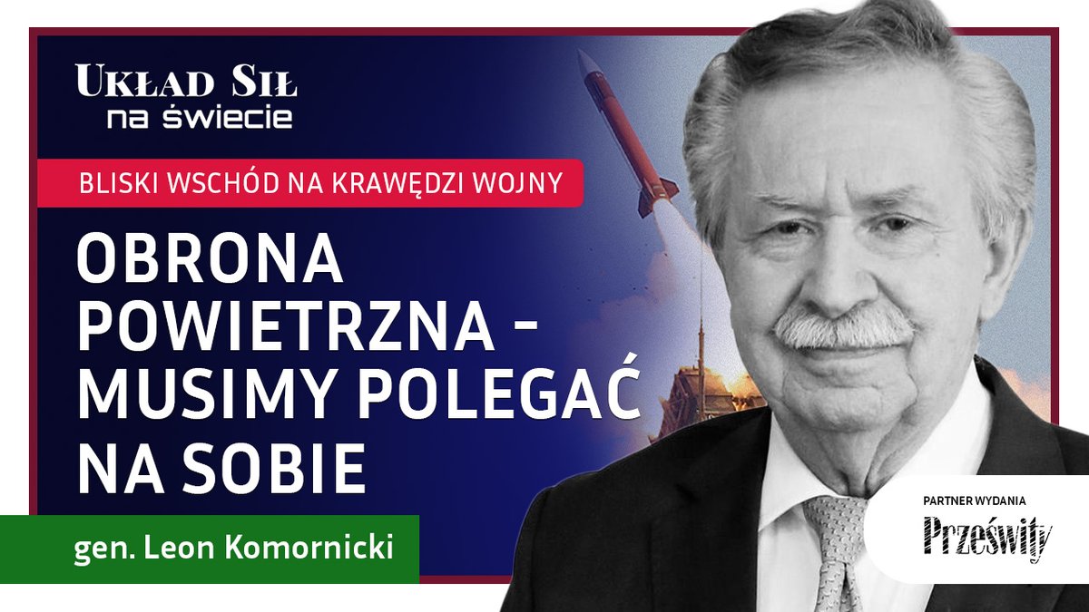 ‼️Już dziś o 18:00 kolejne spotkanie z gen. @KomornickiLeon. W rozmowie m.in. o tym, jak powinna wyglądać 🇪🇺europejska obrona powietrzna i czy 🇵🇱Polska powinna mieć zdolność zestrzeliwania rakiet na terenie potencjalnego agresora? W programie także o tym, czy…