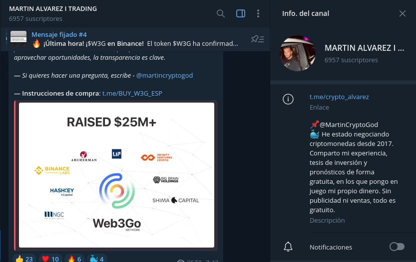 Aggatta7's tweet photo. Este tipo es un estafador ofreciendo este token W3G quiere que la gente compre y compre para que la moneda suba de precio, y dice que la semana que viene estará en Binance, Bybit, OKX, etc, en su grupo nadie puede compartir o escribir alerta https://t.co/5vz1uLRwMR