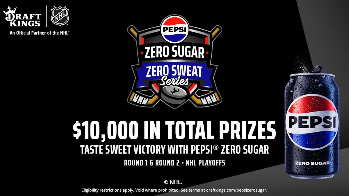 Join the #StanleyCup Playoffs action with @DraftKings and Pepsi by playing the Pepsi Zero Sugar, Zero Sweat Series!  Make your best hockey predictions in two free-to-play pools for a shot at cold hard cash giving you ZERO reasons to sweat during the playoffs🧊💰🏒 Enter Now:…