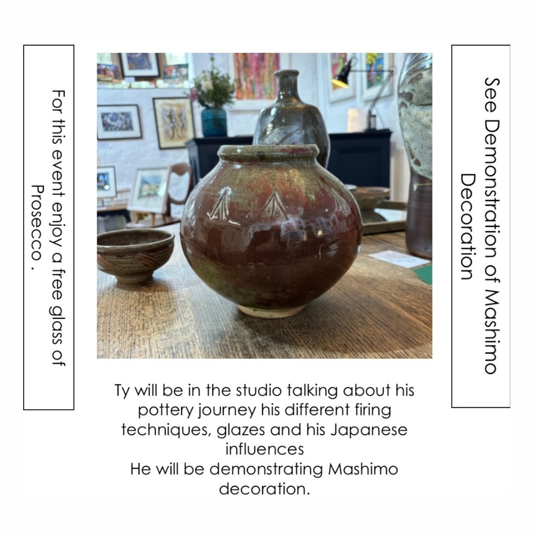 Meet the Potter Sunday, 11am-3:30pm, 21st April @CromfordMills at our Artisan Market. Ty Jones will be at Millyard Studio Gallery talking about his pottery journey, different firing techniques, glazes, Japanese influences, and decorating techniques. Free entry.