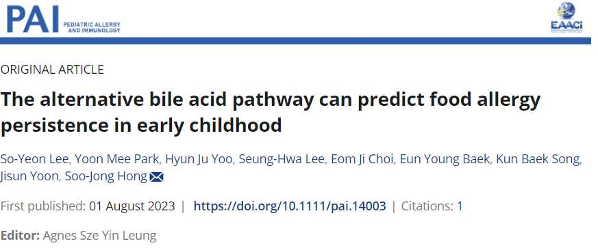 Dear Readers! Part of the Special Issue 'Omics in Food Allergy' is the #originalarticle 'The alternative #bileacid pathway can predict #foodallergy persistence in #earlychildhood'.
Take a look here 🔗 doi.org/10.1111/pai.14…
#pai_journal