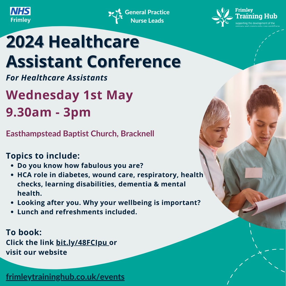 Places for the HCA Conference are still available. Have you booked? For more information and to book, use the link or visit our website. bit.ly/48FCIpu #LearningNeverEnds #HealthcareAssistant #Conference