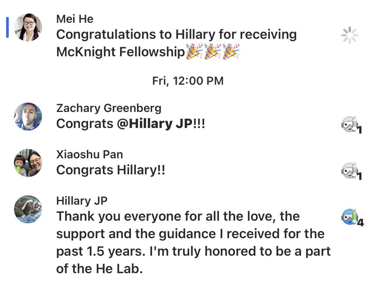 Such a great week to receive emails that my the other PhD student Hillary was awarded the McKnight Fellowship to support her five year program study🎉🎉🎉 Congratulations, Hillary!