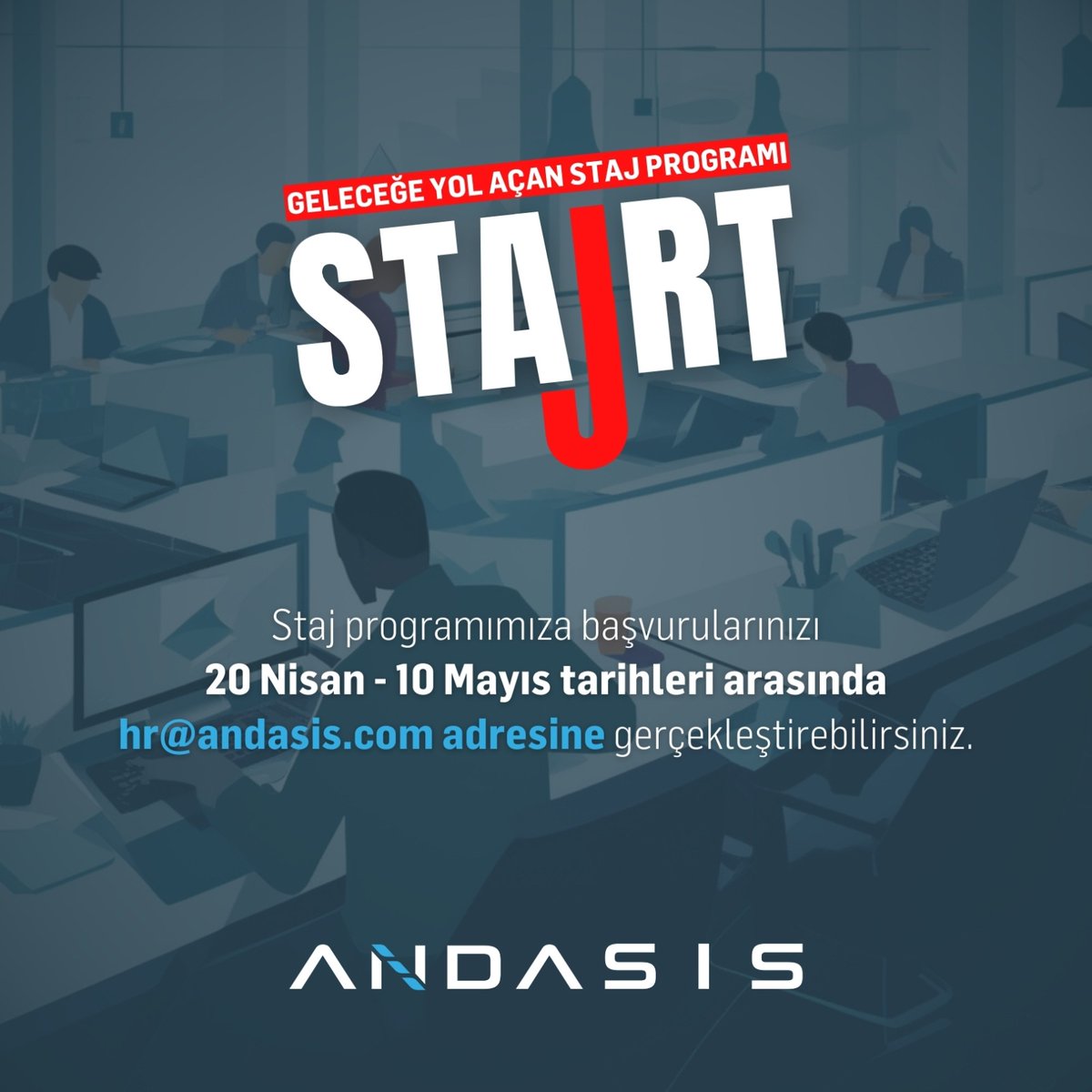 Andasis, yeni dönem staj programını başlattı.  3. ve 4. sınıf üniversite öğrencilerine açık olan staj programına 20 Nisan-10 Mayıs tarihleri arasında, hr@andasis.com e-posta adresinden başvurulabiliyor. 
#pavogroup #staj #kariyer #ağteknolojileri #haberleşme #yazılımtasarımı