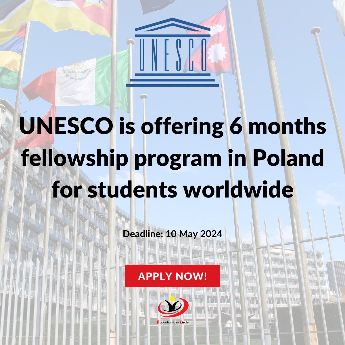 UNESCO Poland Fellowship Program 2024 Apply now: tinyurl.com/yhbywrcc?utm_s… Benefits: • Free tuition and access to university facilities. • Covers all living expenses and accommodation in Poland. • An amazing opportunity to visit Europe for free. Deadline: 10 May 2024