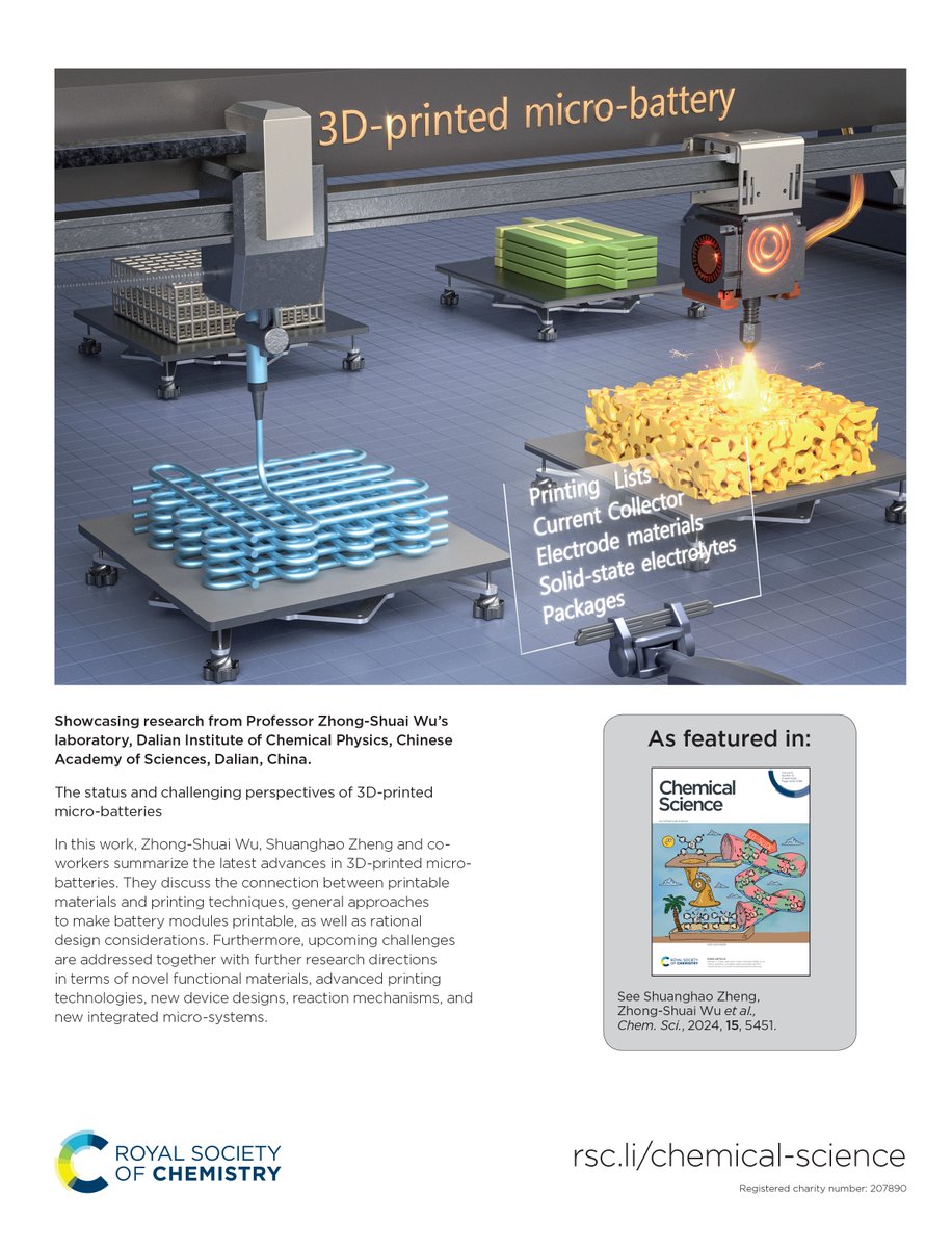 Don't miss Zhong-Shuai Wu, Shuanghao Zheng et al's recent article #ChemSciCovers

The status and challenging perspectives of 3D-printed micro-batteries

🔗 DOIhttps://doi.org/10.1039/D3SC06999K