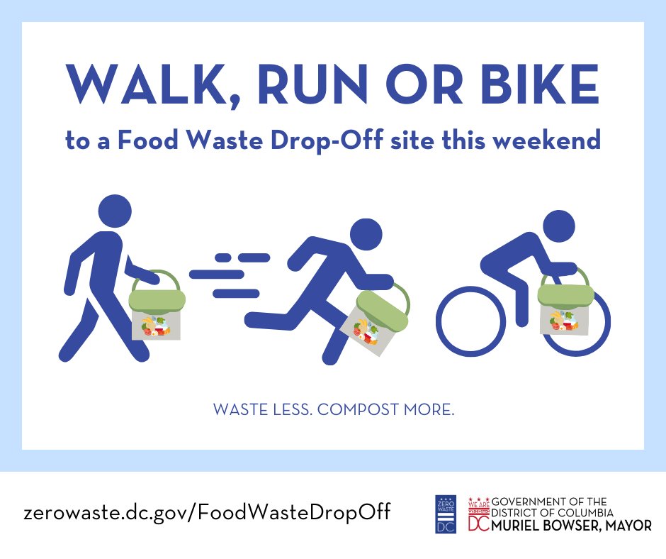 This Earth Day weekend, grab your food scraps and walk, run, or bike to @DCDPW’s Food Waste Drop-Off locations. Find a location at zerowaste.dc.gov/foodwastedropo….