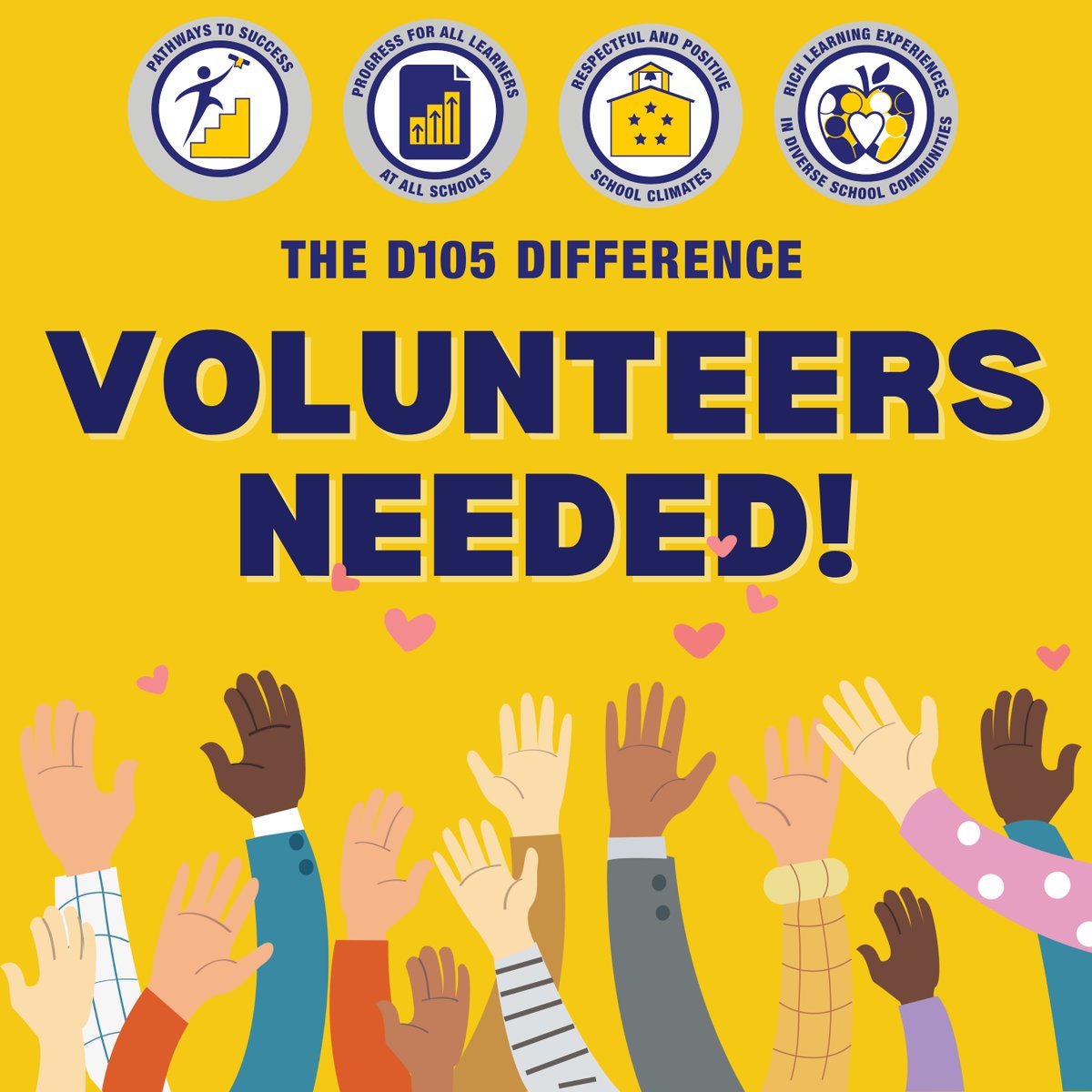 Is your teen looking for service hours? Or just something to do on Sunday morning? Sign them up to volunteer at the D105 Dash! signupgenius.com/go/30E0B4FAAAE…