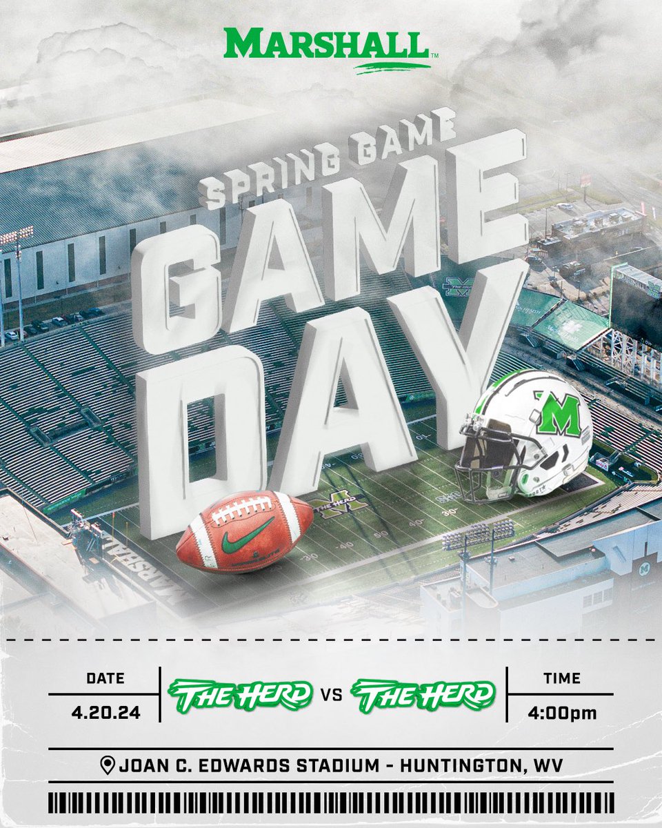 Saturday FOOTBALL IS BACK! 🔥 See you at the Spring Game! -Parking Lots open at 10 am -Gates open at 2:30 -Season Tickets can be purchased/renewed -Game time at 4pm 🎟️: bit.ly/HerdFBTicket