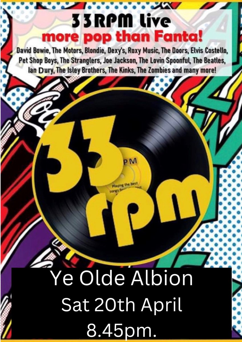 Tonight from 8.45pm - see you at the bar… @33RPM_UK #yourlocal