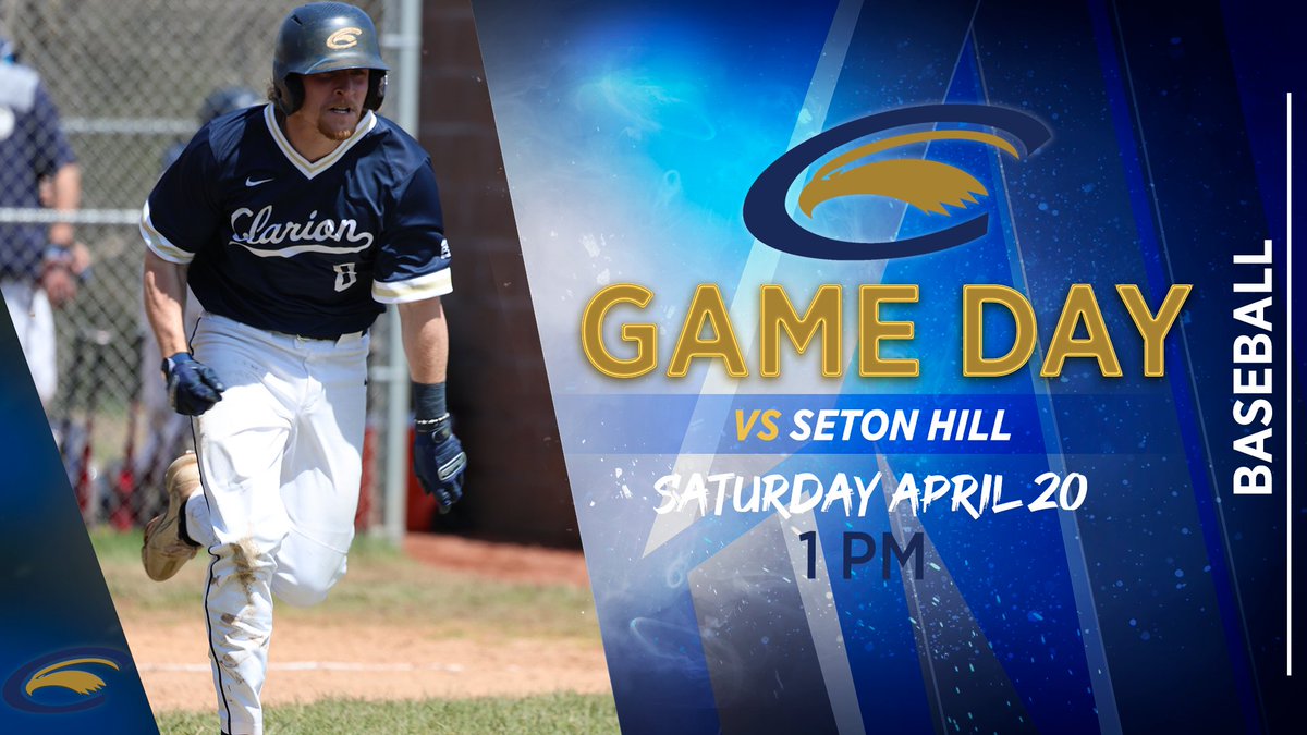 ClarionEagles's tweet photo. It's going to be a GREAT day for baseball! @ClarionBaseball returns to Memorial Stadium to host Seton Hill in a Saturday doubleheader:

📍 Clarion, PA
🕐 1:00 PM
📊 https://t.co/I92eEzbYA9
🎥 https://t.co/Ay76RSNSwC https://t.co/CX2xFIKFhr