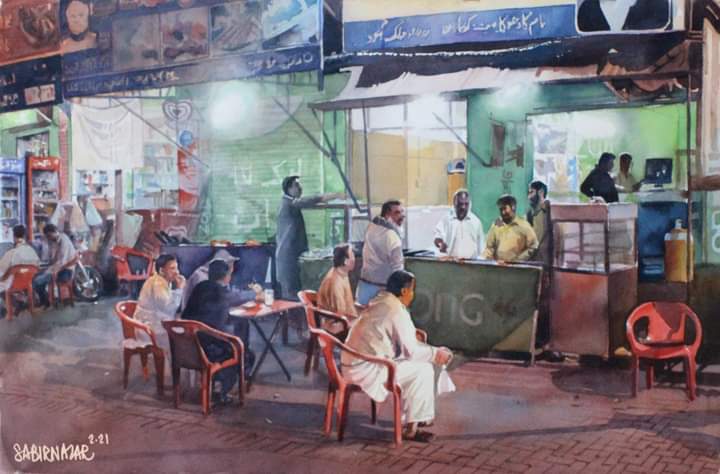 Bheya Kebab shop, Model Town 15x21 inches, arches 300gm 2021. #watercolor #watercolorpainting #watercolorart #watercolorartist #ınstaart #art #cityscape #aquarelle