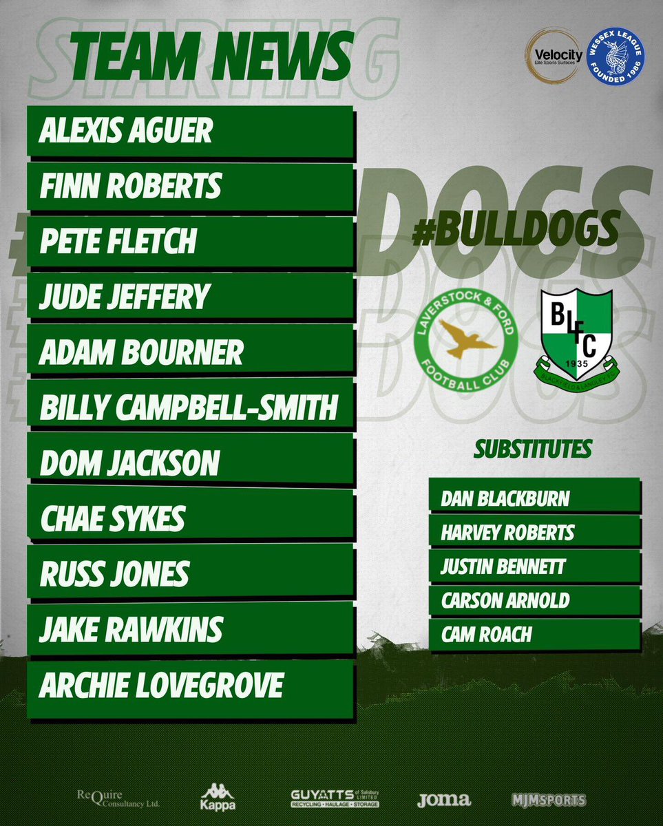 Today’s line up…. #Bulldogs💚⚽️🐶