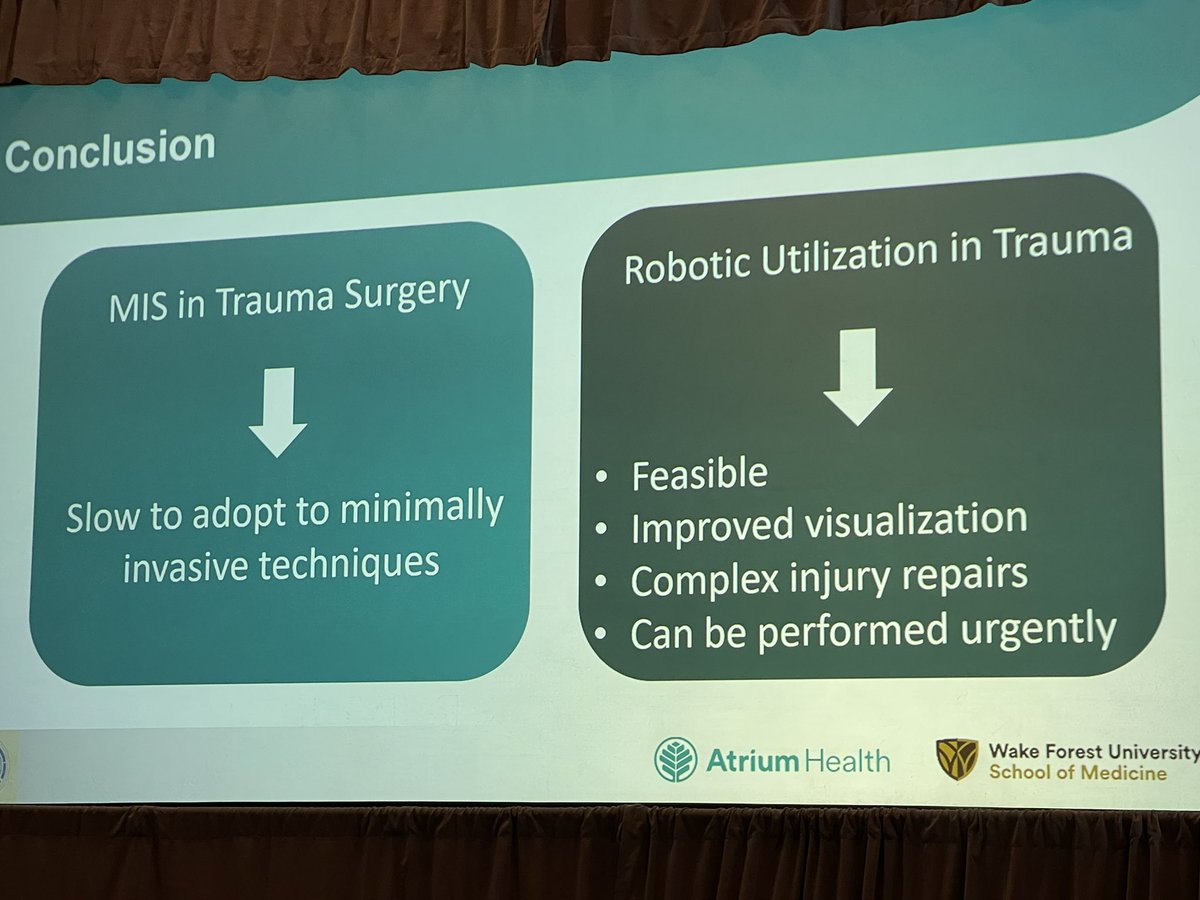 @CMC_GSResidents own @CSanderferMD presenting expertly on robotic traumatic diaphragm rupture by TRAUMA Surgeons @AtriumHealth , @SAGES_Updates, showing the feasibility and utility of MIS and robotics in Acute Care Surgery @traumayeti @cindylou_trauma @JMGreenMD #SAGES2024