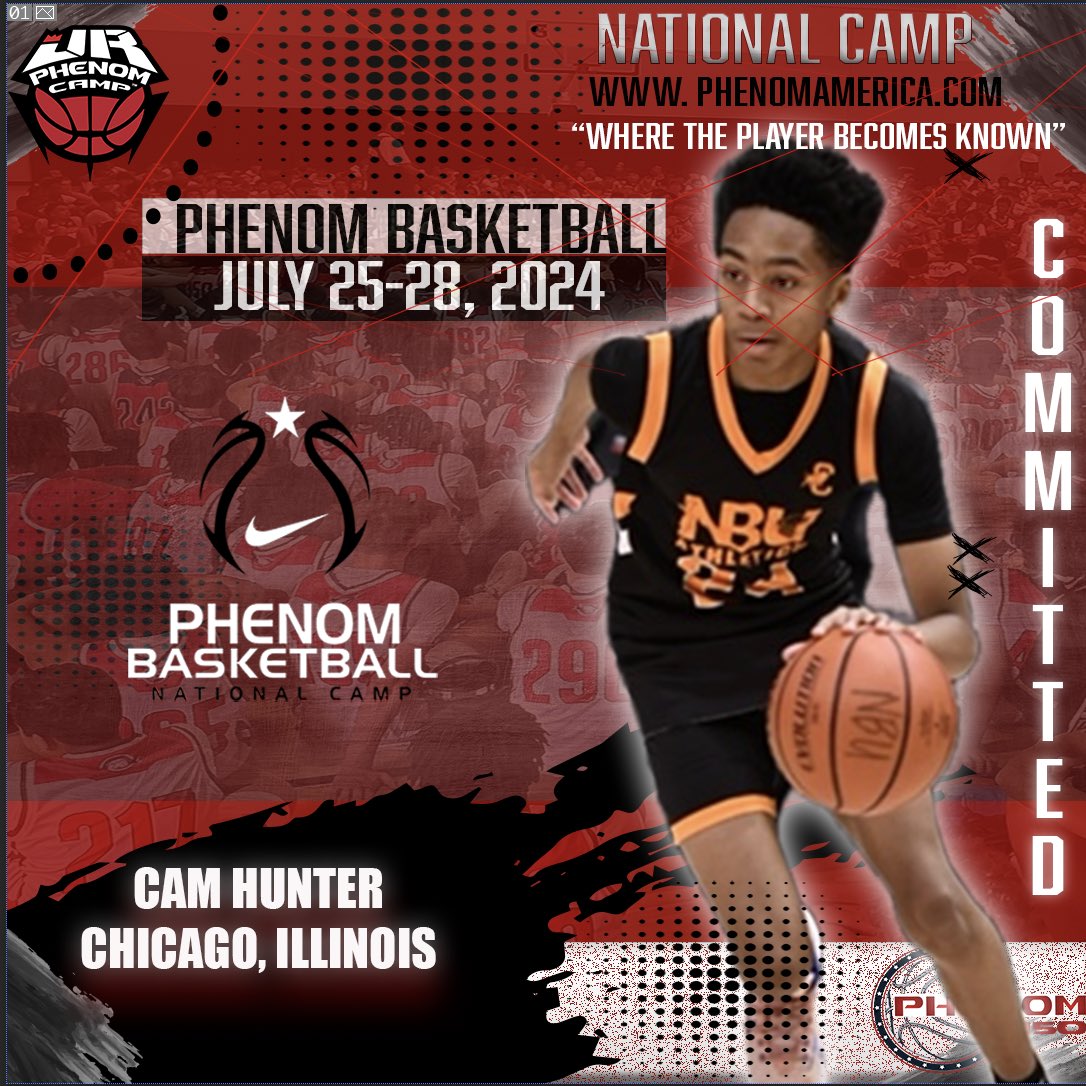 Phenom Basketball is excited to announce that Cam Hunter from Chicago, Illinois will be attending the 2024 Phenom National Camp in Orange County, California on July 25-28!
.
.
#wheretheplayerbecomesknown
#PhenomAmerica #PhenomNationalCamp #Phenom150 #jrphenomcamp #gatoradepartner