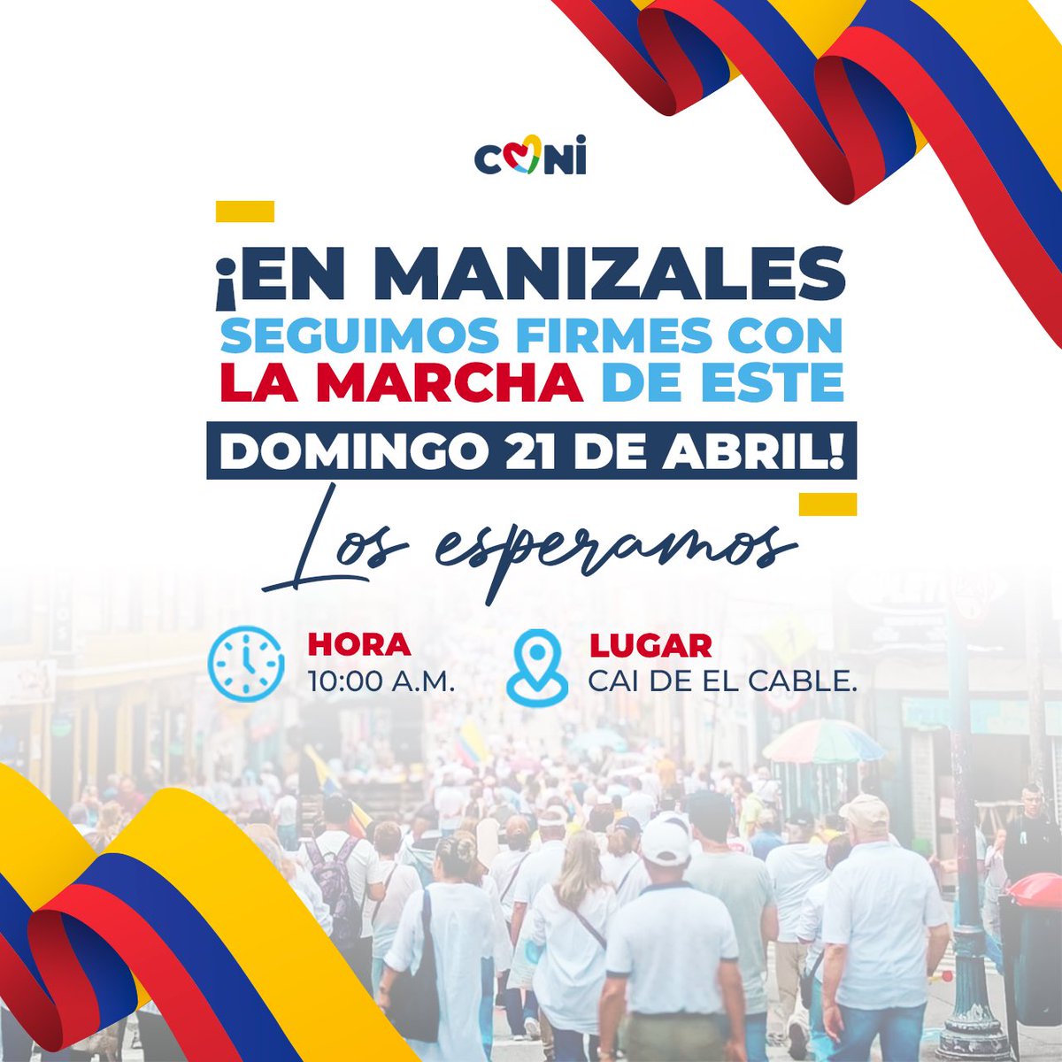 ¡Este domingo 21 de abril salimos a marchar! 🇨🇴 En Manizales también exigimos al Gobierno Nacional seriedad en todos los aspectos 💪🏻 #MarchaDeLasMayorías A #Colombia le ponemos Corazón 💛💙❤️