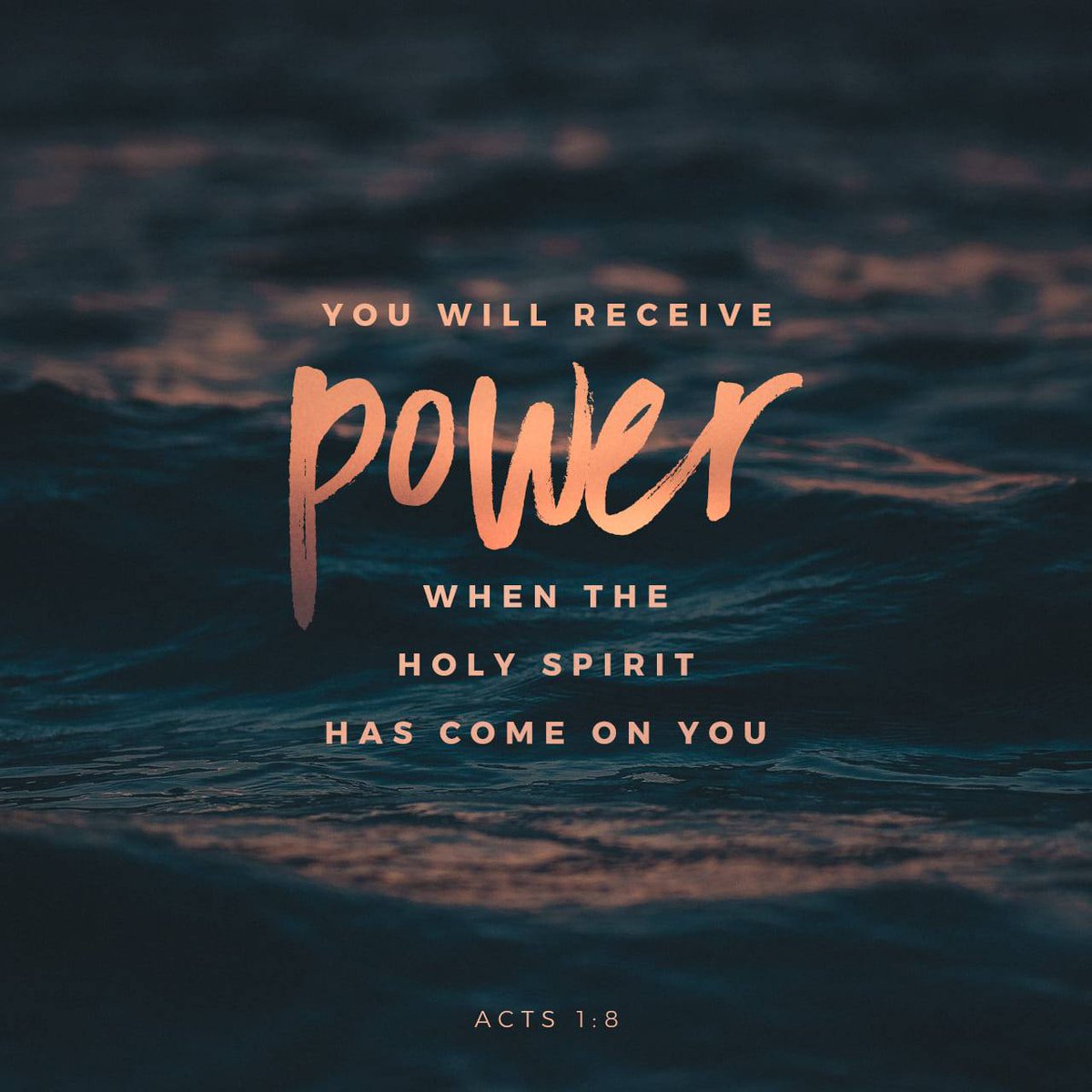 Acts 1:8
But you will receive power when the Holy Spirit has come upon you, and you will be my witnesses in Jerusalem and in all Judea and Samaria, and to the end of the earth.”