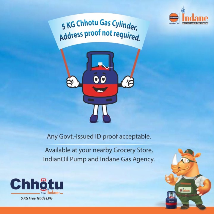 The perfect buddy for any foodie! Get the Chhotu 5KG FTL Cylinder at a convenience store or petrol pump near you. No pre-booking. No address proof required. For details, visit the website. ​ #IndianOilRhino #ChhotuMeraSaathi