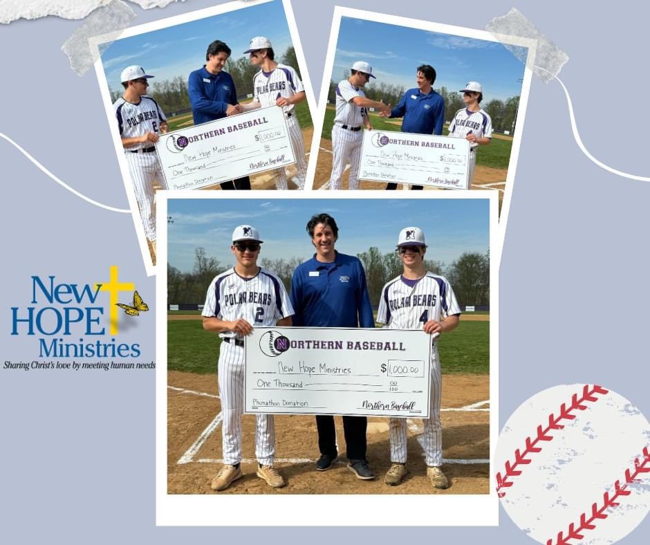 The Northern York Baseball Team hit it out of the park with their $1,000 donation to New Hope Ministries!