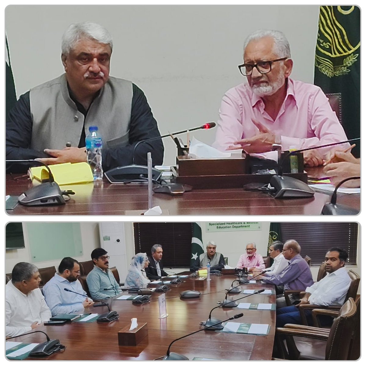 Former provincial health minister Dr. Javed Akram met with provincial health minister @SalmanRafiquePK at @SHCMEHealth Khawaja Salman Rafiq and Prof. Dr. Javed Akram discussed the measures regarding the treatment of patients suffering from heart diseases.