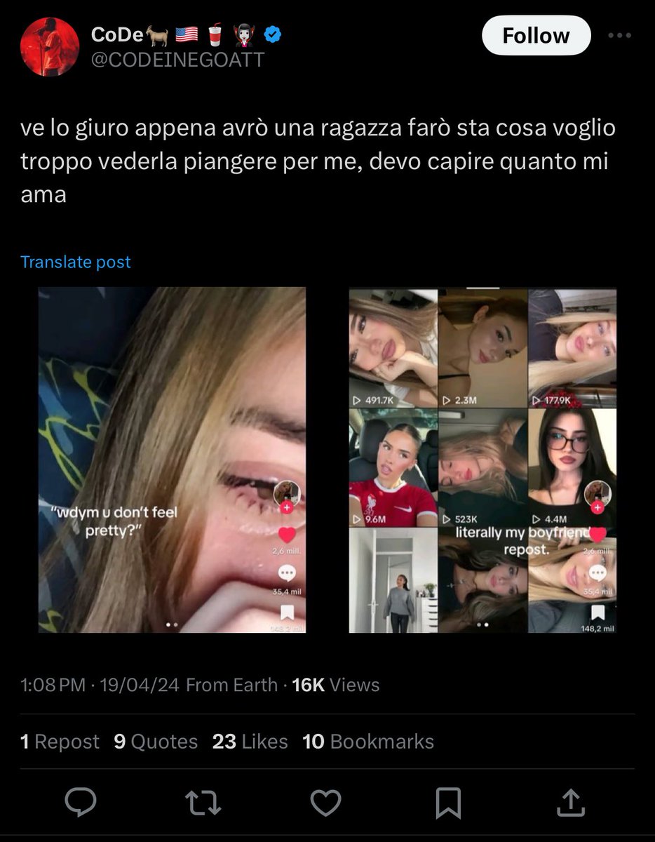 wvlkerlils's tweet photo. “appena avrò una ragazza” e dicci cosa ti fa pensare che ne avrai mai una? https://t.co/ZKOEL0h8Gl