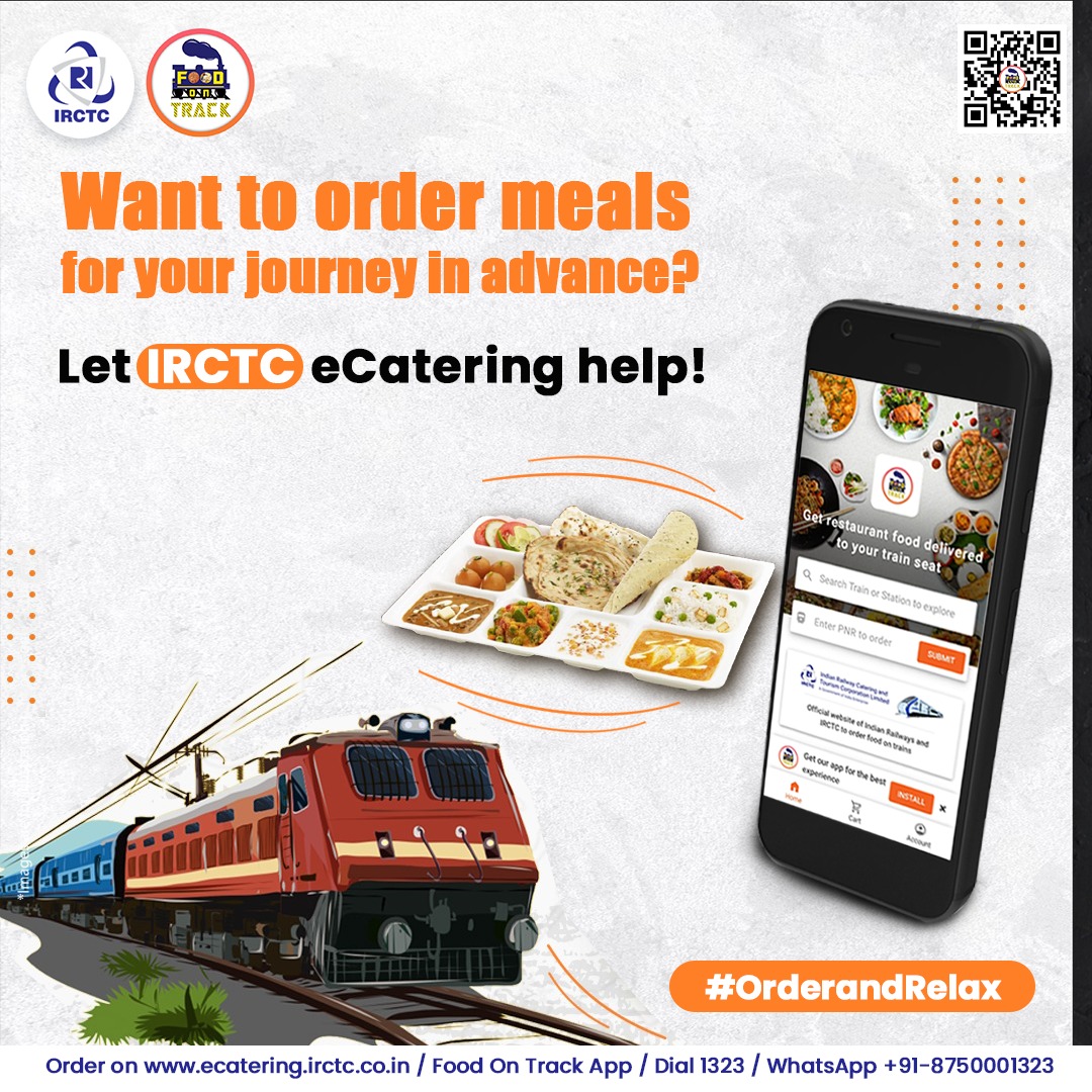 Do you like to plan all aspects of your journey in advance? Schedule meals for your train journey with IRCTC eCatering. 🌐Click on ecatering.irctc.co.in 👉Install #FoodOnTrack app 📞1323/WhatsApp +91-8750001323 #trainfood #foodintrain #OrderandRelax #Orderfoodonline