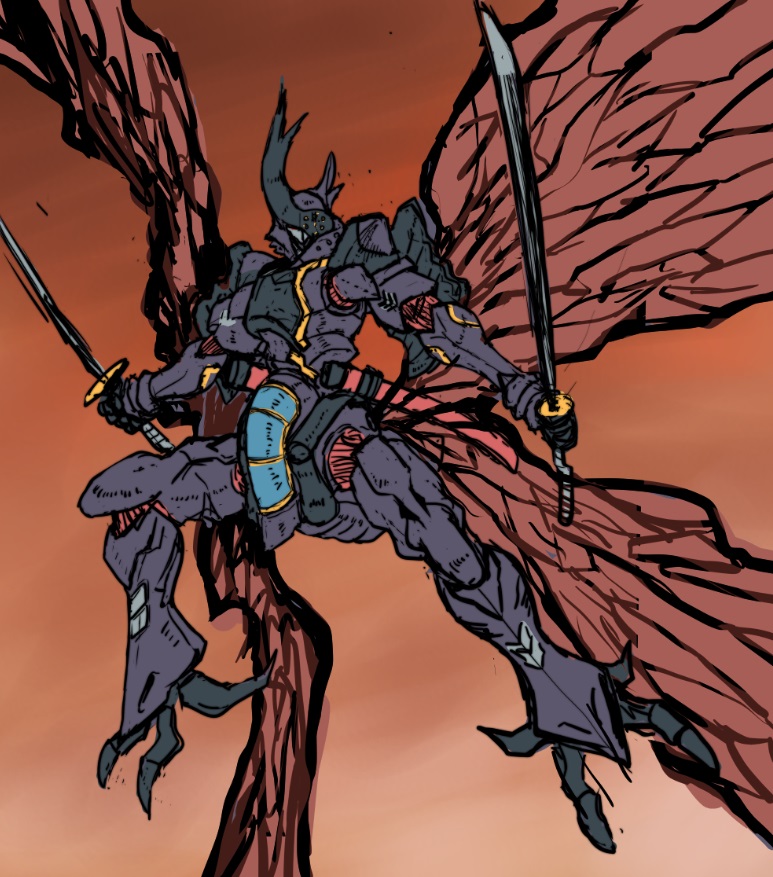 solo holding weapon horns wings sword holding weapon  illustration images