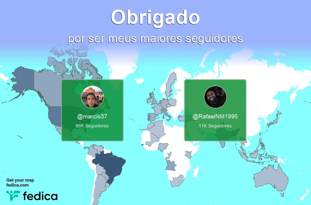 Agradecimentos especiais aos meus novos maiores seguidores esta semana @marcio37, @RafaelNM1995