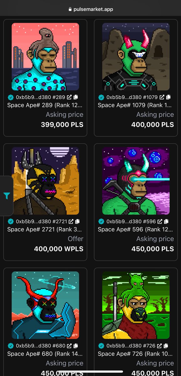 ‼️ATTENTION APES‼️
Floor is steadily rising 100k PLS ➡️400k PLS floor

Maybe something is brewing on pulsemarket.app
$APIUM