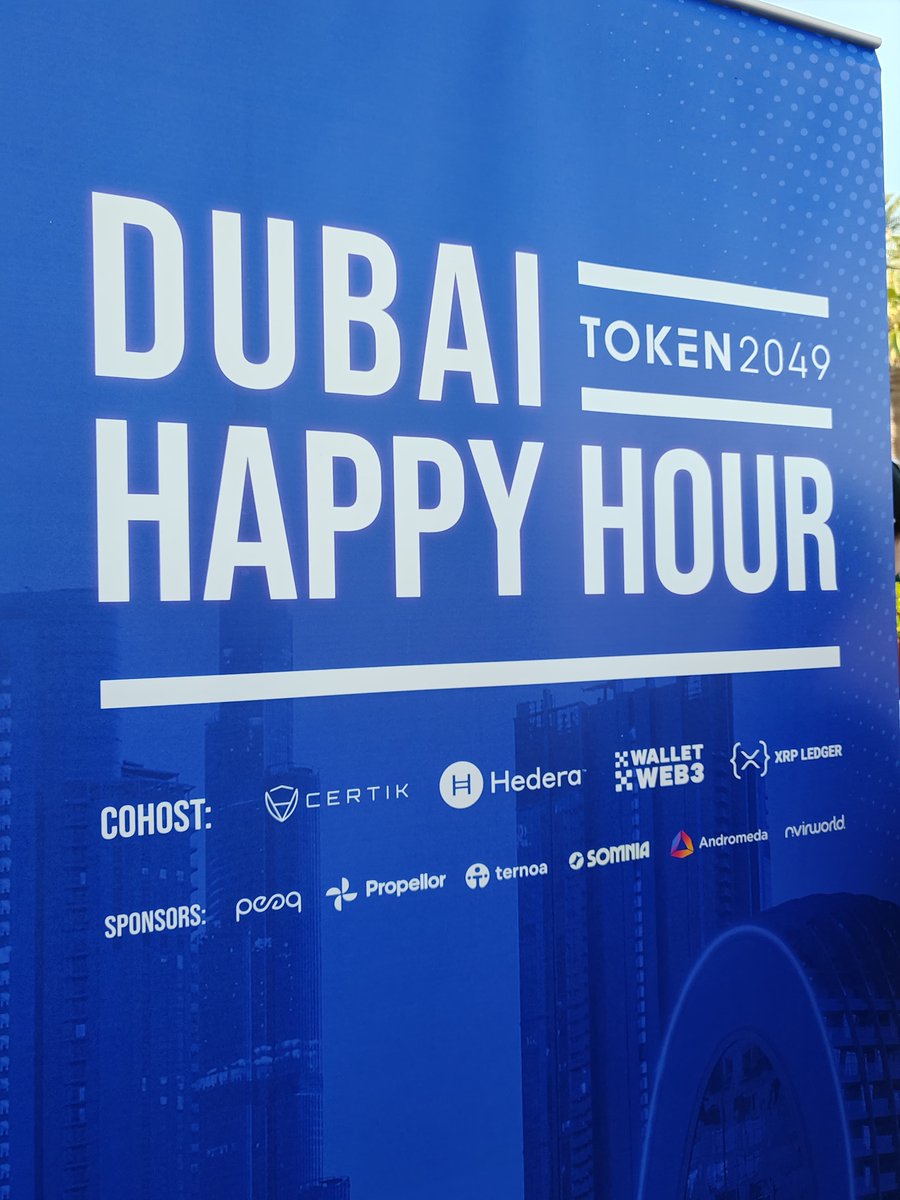 🇦🇪 #TOKEN2049 | Great turnout at yesterday's @token2049 Happy Hour event! Huge thanks to @CertiK, @okx, and @XRPLLabs for co-hosting with #Hedera, as well to all the sponsors who made it possible. @peaqnetwork @PropellorHQ @Ternoa_ @Somnia_Network @AndromedaProt @NvirWorld