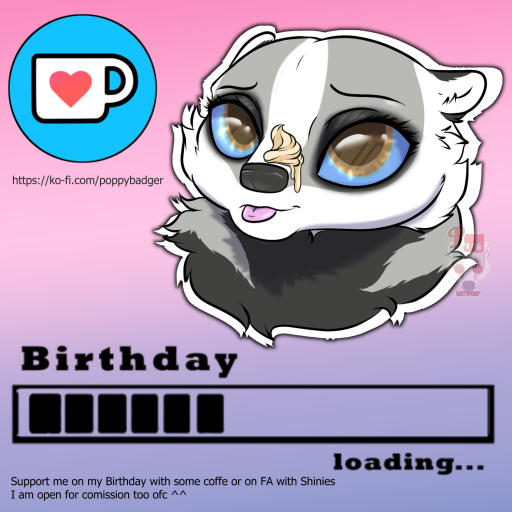 My Birthday comming soon and I accept donations and my comission is still open too.  Thank you for everyone who decide to support me or just wish HB when the day is here. 📷 ko-fi.com/poppybadger
You can find Shinies option belove the favs on FA.
furaffinity.net/user/poppyspri…