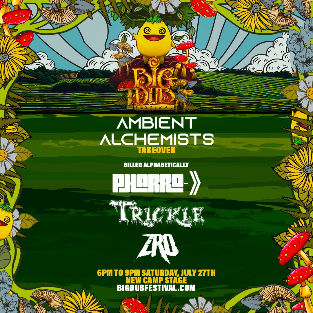AmbientPgh's tweet image. Big Blessings 💛

Ambient Alchemists Takeover : 
6PM-9PM Saturday, July 27th 
📍New Camp Stage

Featuring 

Pharro -&amp;gt;&amp;gt;
Trickle
ZRO

We hope to see you there!! Use “AMBIENT” at checkout on Bigdubfestival.com #ambientalchemists #ambientarmy #bigdubfestival