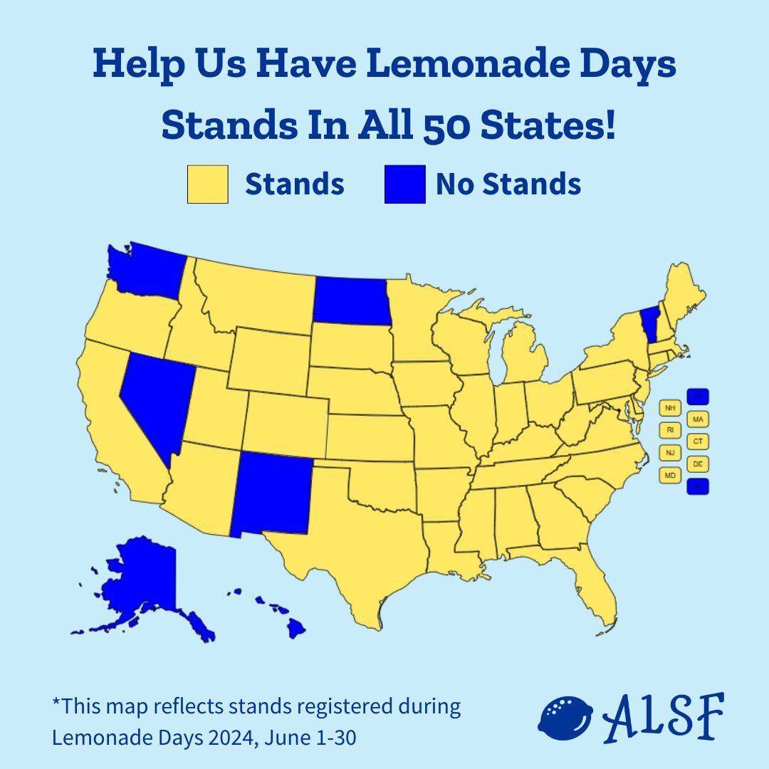 We are SO CLOSE! 🍋 Tag a friend from one of these states and ask them to host a lemonade stand this June to fight childhood cancer by registering at LemonadeDays.org