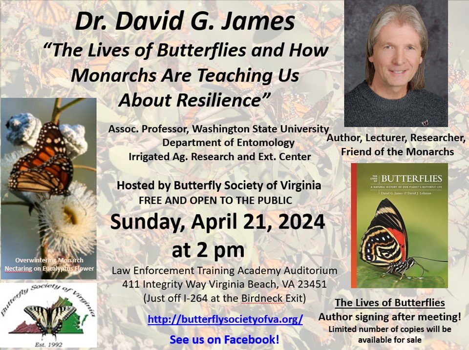 Tomorrow (4/21) at 2 pm EDT: The Butterfly Society of Virginia welcomes PUP author David G. James for their Annual Spring Meeting & Lecture, where he will discuss his new book The Lives of Butterflies (co-authored by David J. Lohman). For more info: hubs.ly/Q02t7Mz00
