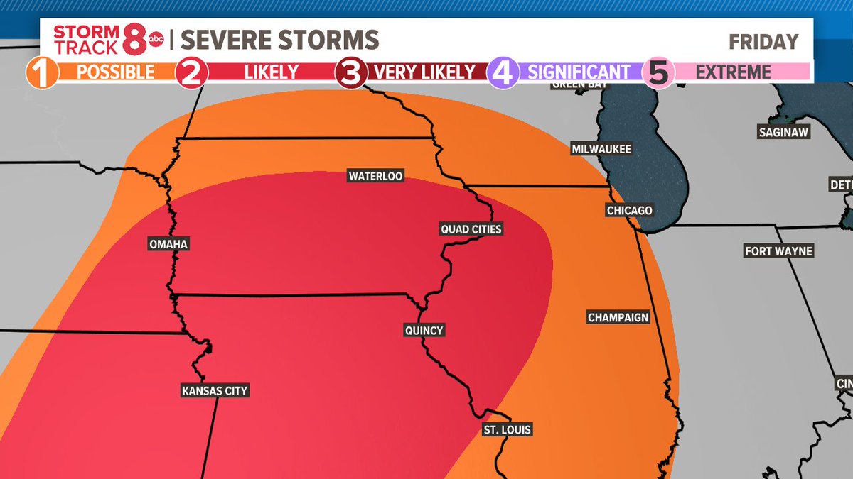 The end of the month continues to look very active in terms of severe weather. Already a Threat Track 2/5 in place for next Friday. #WeTrackStorms