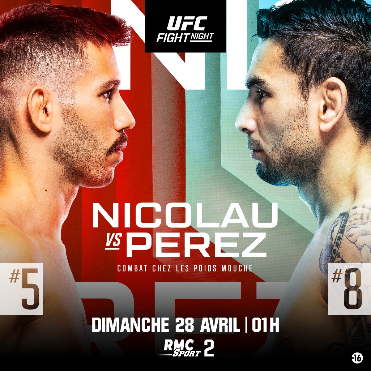 🚨 RETOUR DE L'UFC CE WEEK-END !! 💥 Un choc dans la catégorie des -57kg du champion Pantoja entre Nicolau (5e mondial) et Perez (7e). Le vainqueur pourrait se rapprocher de la ceinture ! 📺 Dans la nuit de samedi à dimanche, 1h sur RMC Sport 2