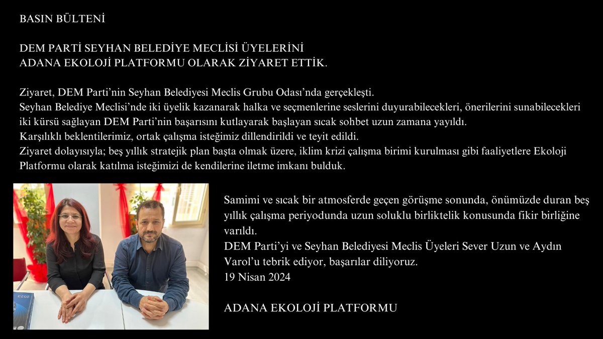 Adana Ekoloji Platformu (@AdanaEkoloji) on Twitter photo 2024-04-20 13:29:59